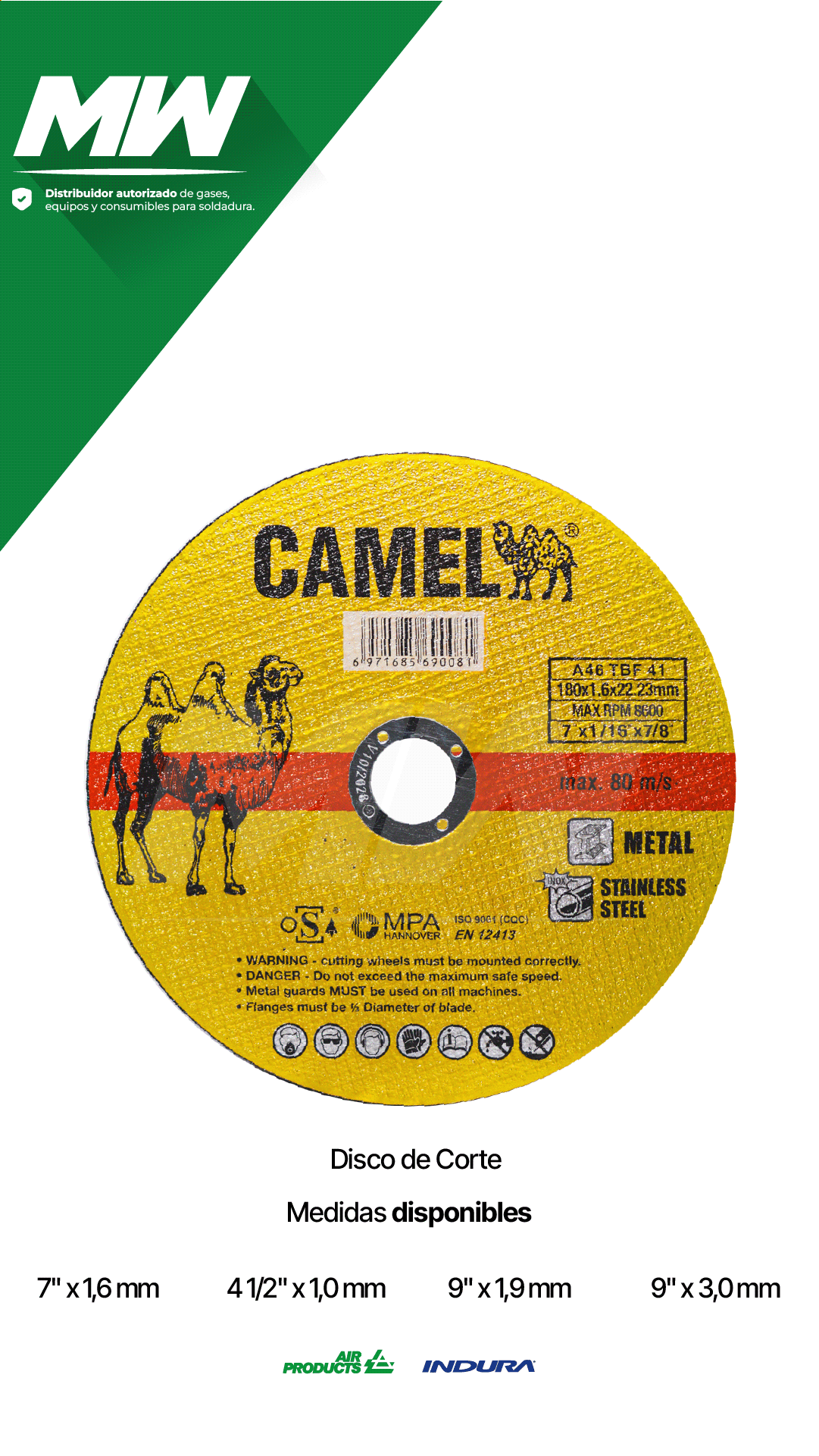 Disco de Corte CAMEL (Metal / Stainless Steel)